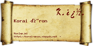 Korai Áron névjegykártya