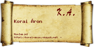 Korai Áron névjegykártya